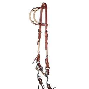 Schneiders Harness Leather Two Ear Headstall with Rawhide