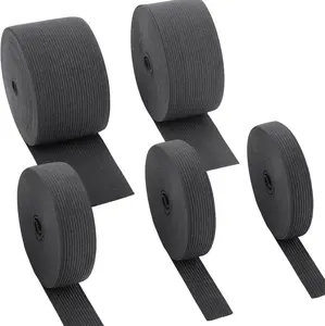 5 Rolls Elastic for Sewing, Elastic Band Knit Spool High Elasticity 0.6/0.75/1/1.5/2 Inch in Width, 5.5 Yard/Roll for Sewing Band Waistband Clothes Pants Dress  Belt or Crafts DIY (Black)