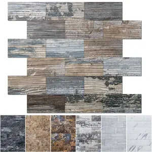 10-sheet Peel And Stick Backsplash Pvc Wall Tile  Stickon For Kitchen Backplash Bathroom Vanities Fireplace Decor Laundry Table Stair Decals In Spruce Grey Rustic Plastic-sheets