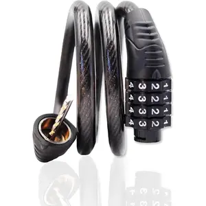 Long Coiled  Resettable Combination   4 Digit Lock, Anti- Accessories for Mountain and Road , Electric , Scooter, 32 inch