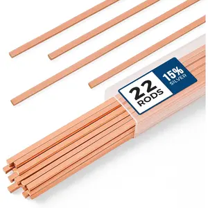 22 count Brazing Rods AWS BCuP-5 15%  Solder Phos Copper Brazing Alloy Flat Welding Rods 0.050"x1/8"x10" for HVAC, Refrigeration, and Industrial Applications