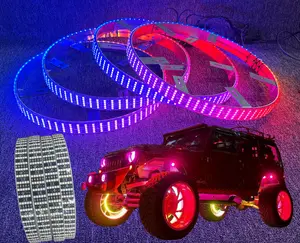 For Cars Trucks 17.5" 5-Row LED Wheel Ring Lights, Ultra-Bright Dream Color Chasing RGB Lighting Kit, Bluetooth App & Remote Control (4PCS/Set)