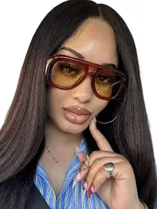 1pcs Unisex fashionable sports sunglasses for men Trendy One Piece Flat Top Shield Sunglasses for Eyewear Luxury Brand Design Outdoor Shades Tinted Lens Sunglasses Trendy Square Sunglasses