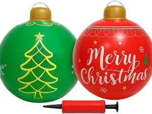 Giant Inflatable Christmas Ornament Balls 24 Red & Green 2 Pack with Pump for Festive Decorations