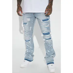 Through It Ripped Skinny Flared Jeans - Vintage Blue Wash Through It Ripped Skinny Flared Jeans - Vintage Blue Wash