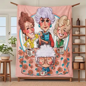 Gordon Sisters Pattern Throw Blanket, Soft Knitted Fabric Multi-Size Warm Blanket, Home Decor, Comfortable Fashion Design, Suitable for All Seasons