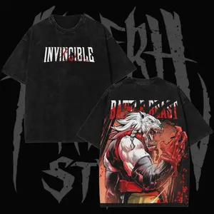 Retro 2000s Comic Invincible Battle Beast Graphic T Shirt Premium Cotton Vintage Animated Washed Tee Soft Breathable Oversized Streetwear Unisex Hip Hop Casual Daily Fashion Top Pop Culture Fan Apparel Gift For Adult Men Fans