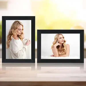 4x6 Picture Frame Set of 2 Wooden Frames with HD Plexiglass Display Photo 4x6 Horizontal Vertical for Wall Tabletop Black Decor Christmas Artwork