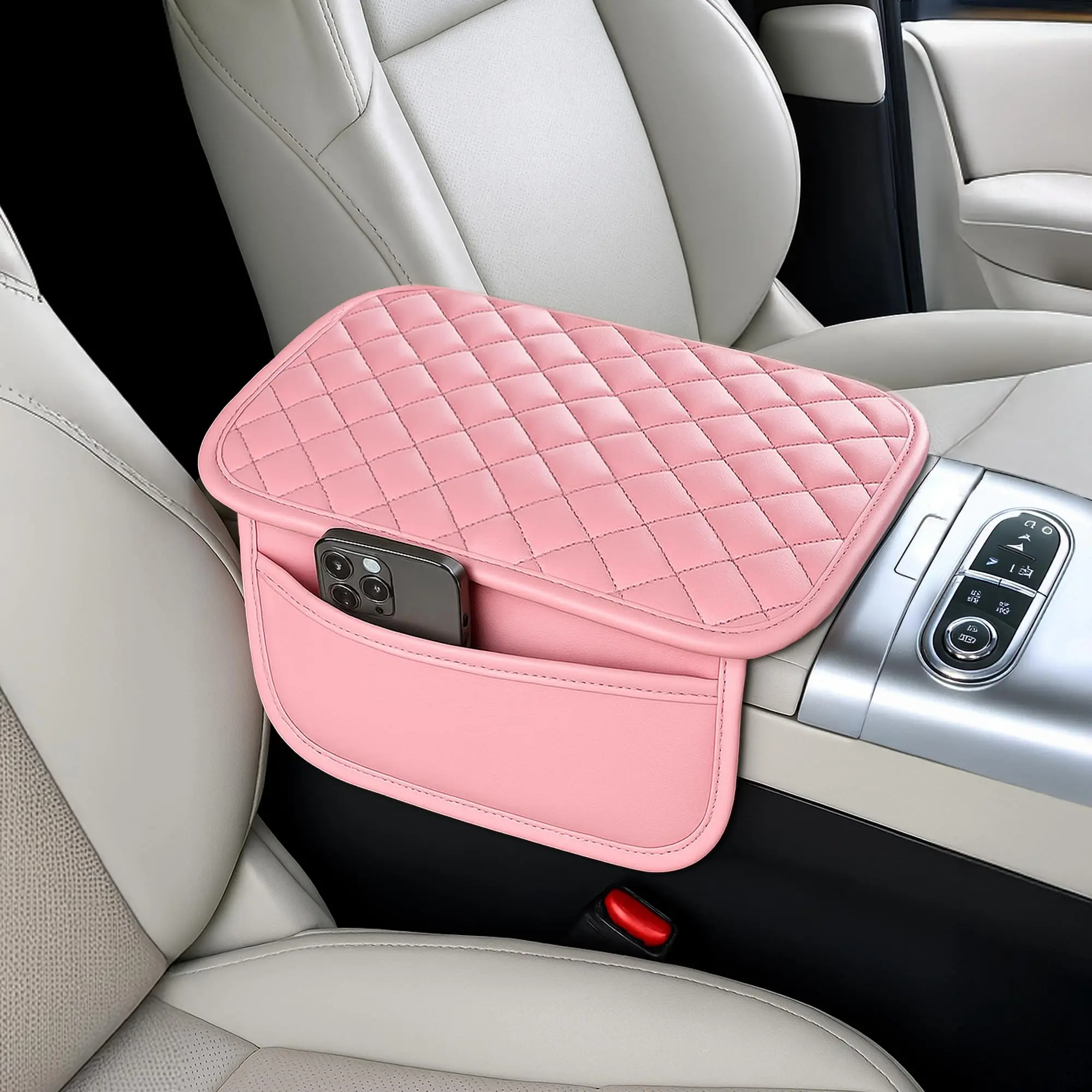 Upgraded Car Center Console Cover,Microfiber Leather Car Armrest Cover Cushion with 2 Storage Bags,console cover Universal Car Armrest Storage Box Car Interior Accessories for Most Vehicles multifunctional armrest box organizador de auto Mother's Day