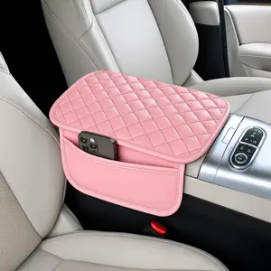 Upgraded Car Center Console Cover,Microfiber Leather Car Armrest Cover Cushion with 2 Storage Bags,Universal Car Armrest Storage Box Car Interior Accessories for Most Vehicles (Wine red) multifunctional armrest box organizador de auto