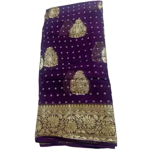 Heavy Jari Work Pure Georgette Saree in Rich Purple with Gold Accents Perfect for Any Occasions Women's Clothing - Clothes, Womenswear