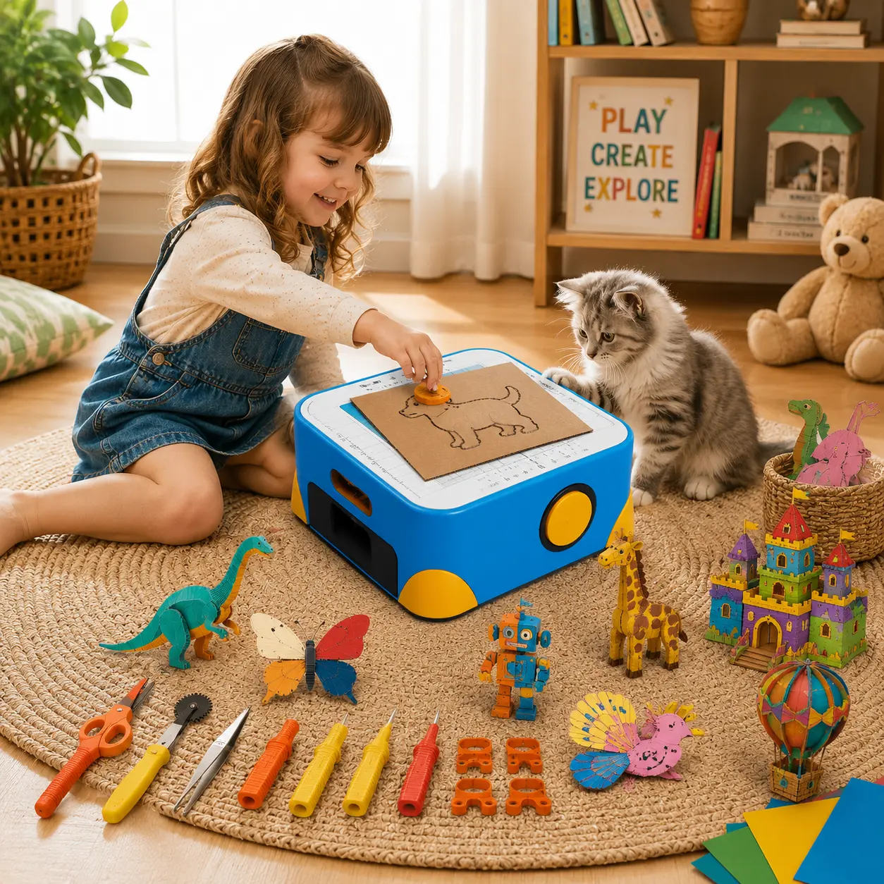 Safe Cardboard Cutter for Kids & Pets – Creative Arts & Crafts, Educational STEAM & STEM Toy for 3+ Boys and Girls, Upcycled Power Cutting Tools for Hands-On Family & School Projects, Plus Pet-Friendly Play Ideas!
