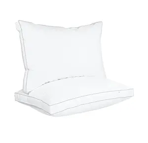Bedding Bed Pillows for Sleeping Queen Size (White), Set of 2, Cooling Hotel Quality, Gusseted Pillow for Back, Stomach or Side Sleepers