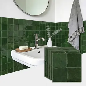 16pcs 3D Self-Adhesive Wall Tiles Stickers, Multi-Color Grid Pattern, Removable Wallpaper for Kitchen Backsplash, Living Room Decor, 15.25x15.25cm