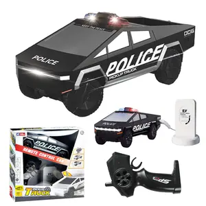 Remote Control Police Car Kids Toy for Boys 1/24 Scale Racing Car Model with Rechargeable Battery Light and Cargo Space for Adults and Boys