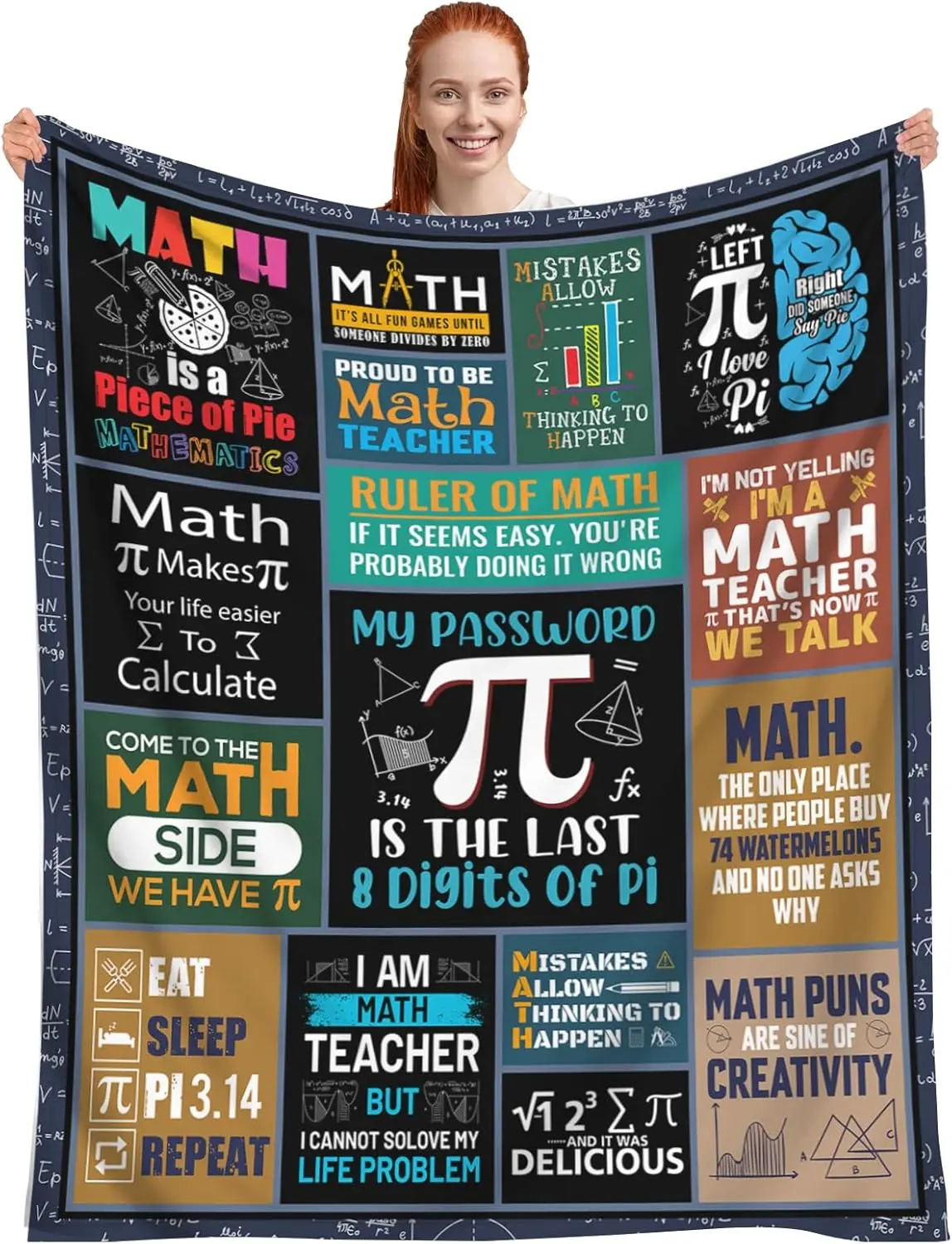 Math Teacher Gifts for Men Women, Math Teacher Blanket, Best Teacher Appreciation Gifts, Back to School Teacher Gifts, Soft Throw Blankets Graduation Gifts for New Teachers 50"x40"