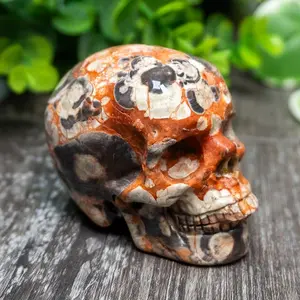 Money Mala Skull Carving Design Decorative Sculpture Ornament, Home Decor, Office Bedroom Desktop Crystal Decoration, Feng Shui Ornaments, Statue, Positive Energy Gift