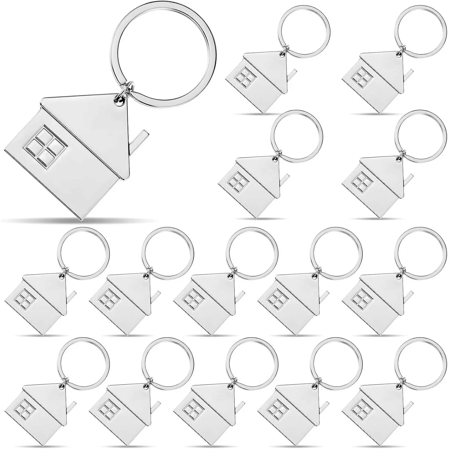 15 Pack House Keychain Jewelry, Cute Zinc Alloy Home Charms, Metal Keyring Set for Realtor Gifts & New Homeowners