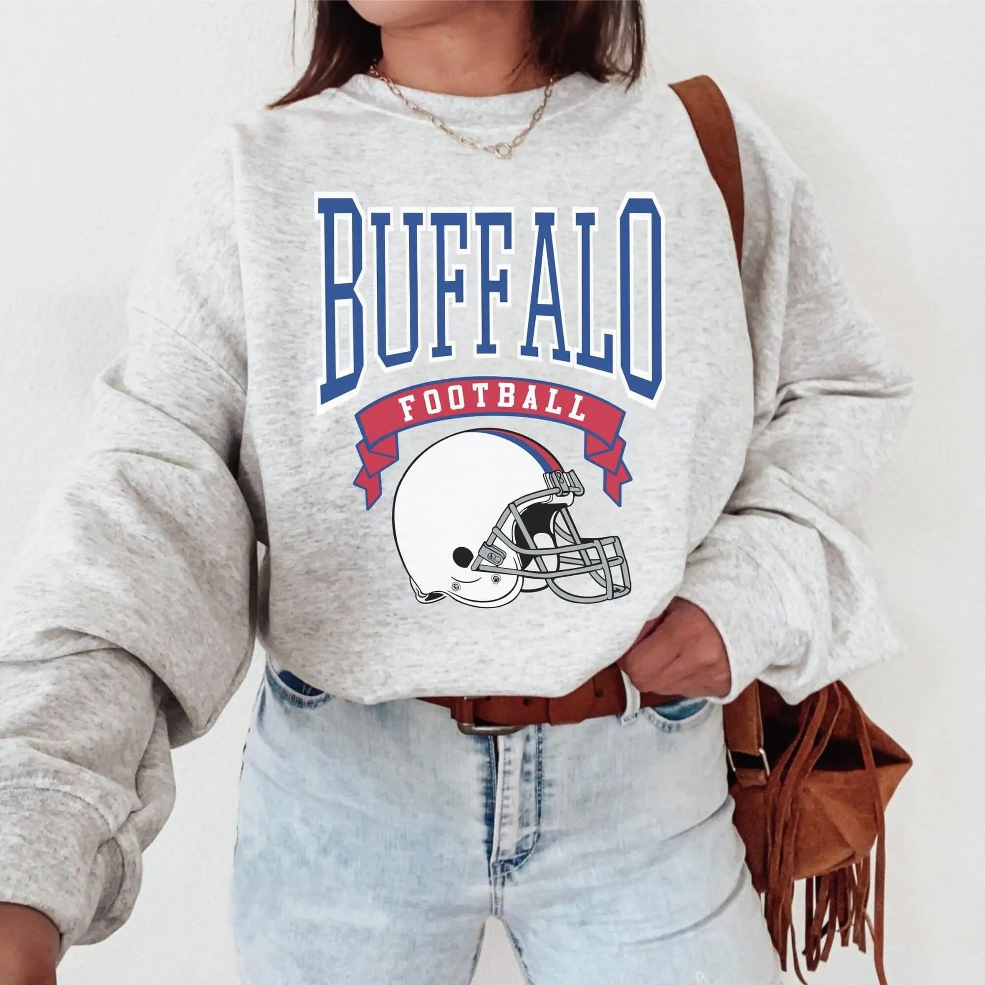 Buffalo Football Crewneck, Vintage Sweatshirt, Game Day Pullover, 90s Style Football Unisex
