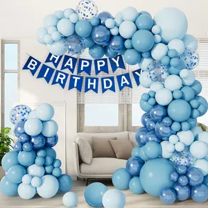 Baby Blue Balloon Garland Arch Kit,99pcs Blue White Confetti Latex Balloon,Wedding Anniversary Decoration,Baby Shower Birthday Party Supplies birthday party