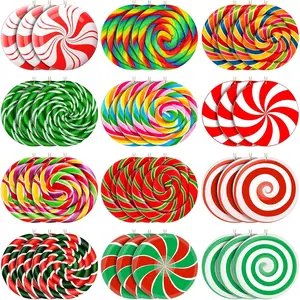 Soaoo 36 Pcs 7.9 Inch Peppermint Candy Christmas Outdoor Decorations Large Hanging Christmas Ornaments Double Sided Xmas Plastic Decor for Xmas Tree Office Home Yard Porch Holiday