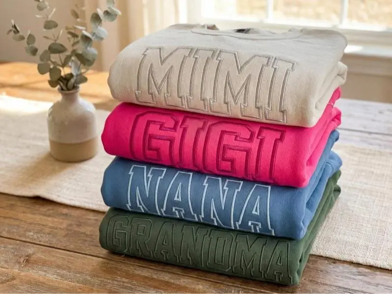 Custom Grandma Embroidered Style Sweatshirt, Personalized Family Crewneck, Custom Name Sweatshirt, Grandma Gift, Unisex Cozy Pullover