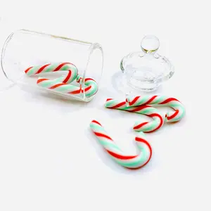 Tiniest Glass Jar of Mint and Red Candy Canes