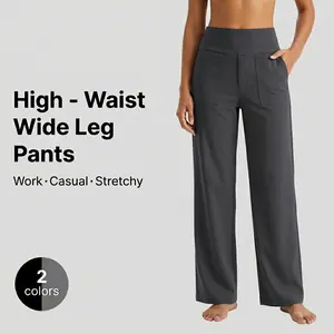 Women's Business Casual Pants with Pockets – High Waisted Straight Leg Pants for Work 【Size Down Once】