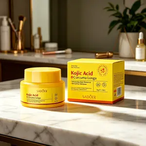 SADOER Viral Kojic Acid Curcuma Longa Collagen Cream, Dark Spot Remover Capsule Moisturizer, Brighten Dull Complexion, Anti-Wrinkle Skin Firming Treatment