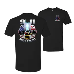 9/11 Never Forget T-Shirt, Firefighter Tribute and Twin Towers Graphic, Honor343 Remembrance Shirt for Patriotic Americans & First Responder Supporters, Gift for Veterans or Memorial Events