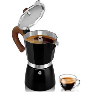 Stovetop Espresso Coffee Maker 3 Cup 5oz 150ml Aluminum Moka Pot Percolator Easy Brewing for Electric Ceramic Stoves Home Camping Classic Black Italian Cuban Café Brewer