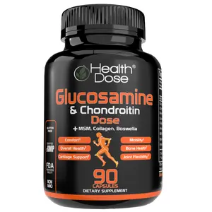 Health Dose Premium Joint Support - Glucosamine Chondroitin MSM Turmeric Boswellia & Hyaluronic Acid - for Discomfort in Back, Knees & Hands
