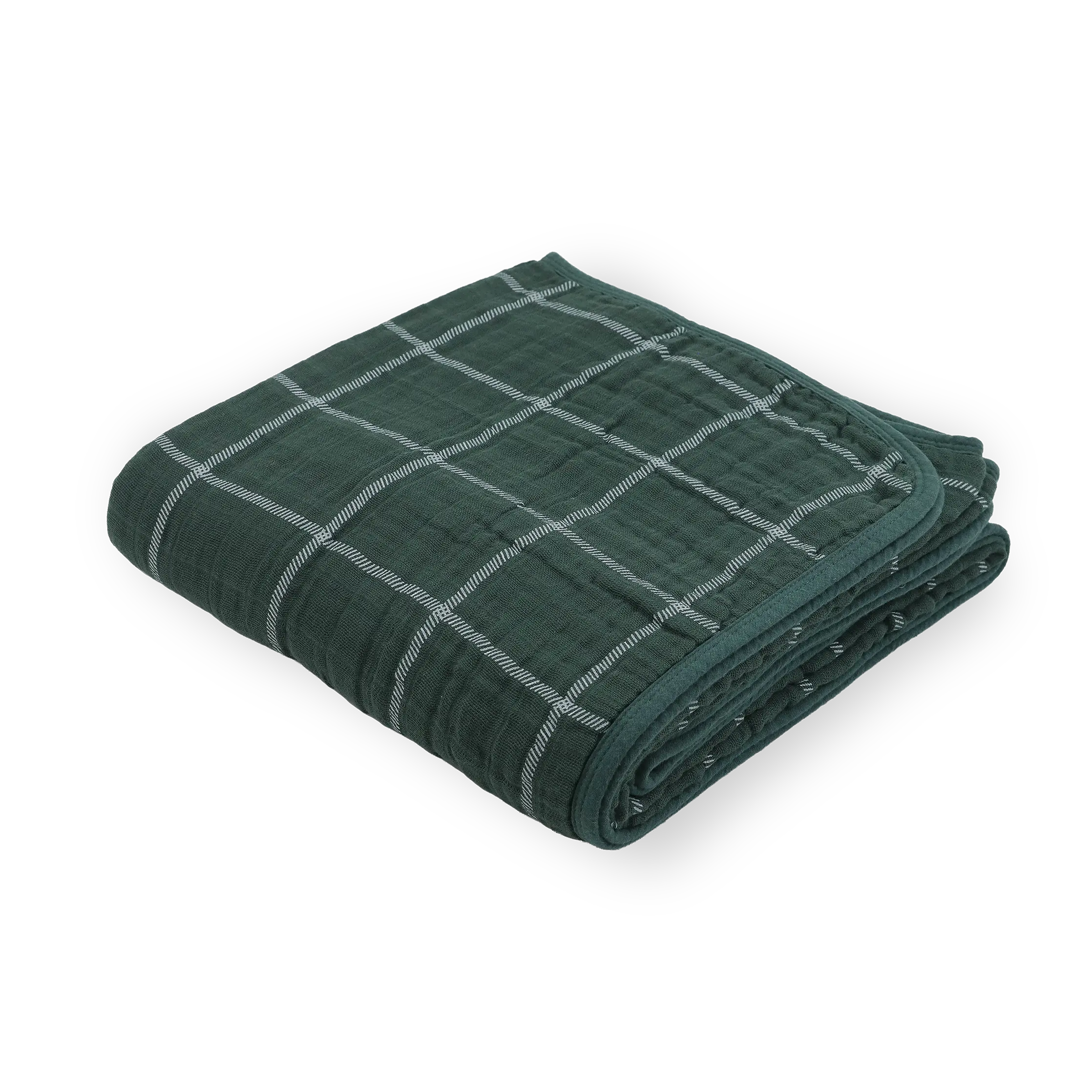 Original Cotton Muslin Quilt - Evergreen Plaid