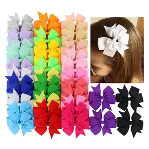 40PCS 3 Inch Boutique Hair Bows – Grosgrain Ribbon Pinwheel Alligator Clips