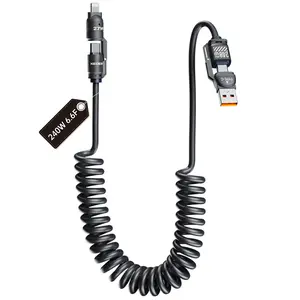 Kedeso 240W 4-in-1 USB-C Cable, PD 5A Fast Charging, Data Sync, USB-A, Type-C, Lightning,  Aluminum, Compatible with iPhone 16/15, iPad, Samsung, Laptops office car travel