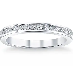 1/2ct Diamond Princess Cut Channel Set Wedding Ring 10k White Gold