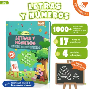 Bilingual Spanish-English Talking Book for Kids, Interactive Electronic Language Learning Toy with 600+ Sound Effects, Bilingual Instruction Cards, Learning Board, Preschool Alphabet Tool, Sensory Toy for Ages 3-8, Travel & Birthday Gift for Boys & Girls