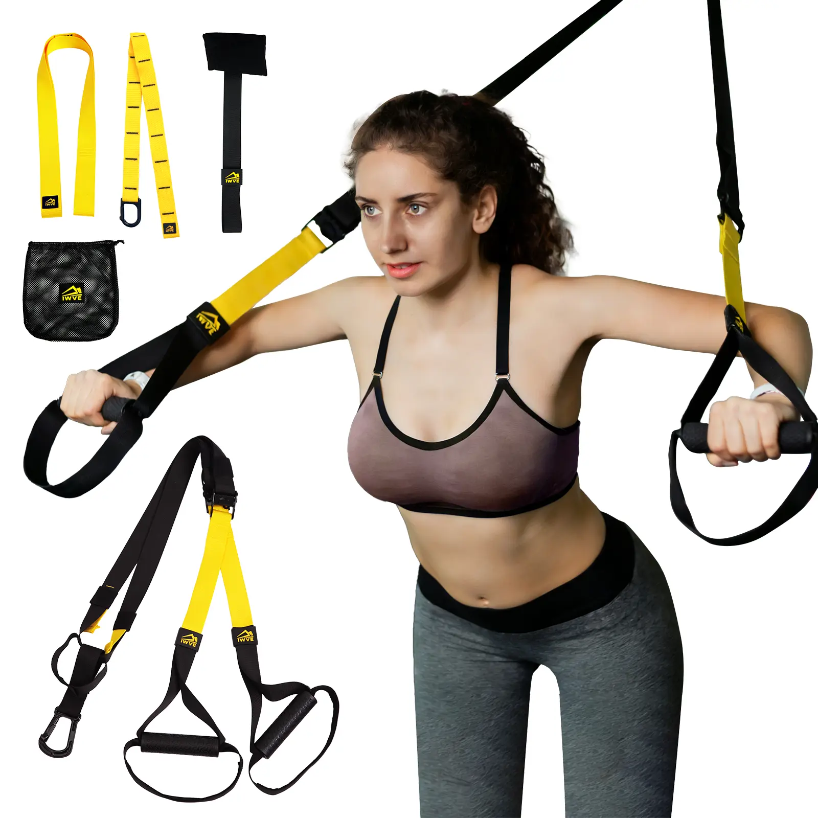 IWVEResistance Bands Set with Handles, Door Anchor & Ankle Straps, Workout Bands for Home Gym, Full Body Strength Training, Arms, Legs, Glutes, Back, Chest and Core, Stackable Exercise Bands with Carry Bag