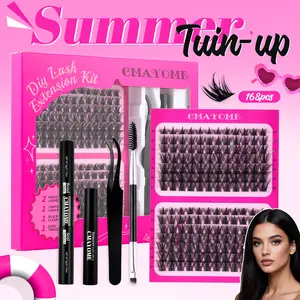 CMAYOME Manga Lashes,Lash Clusters Kit , C/D Curl Extension Kit | 8-16mm Lash Clusters with Bond, Seal, Remover - Ultra-Thin Transparent Bands | Magic Anime False Eyelash Extension Kit Makeup Cosmetic