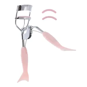 VOCOSTE 1 Pc Women Fishtail Handle Eyelash Curler for Beauty Parlor Business Travel Pink