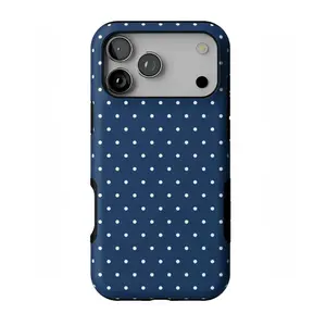 Casely Navy Blue Polka Dot MagSafe iPhone Case, Cute Minimalist Phone Cover