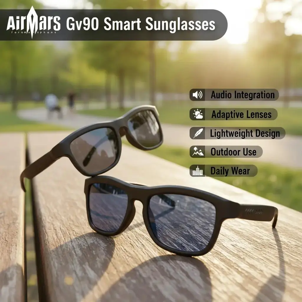 Airmars GV90 Bluetooth Audio Smart Sunglasses with UV400 Polarized Photochromic Lenses, for Outdoor & Daily Wear