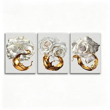 3-Piece  Floral Canvas Wall Art, Modern Flower Prints for Living Room, Bedroom & Office Home Décor poster decor