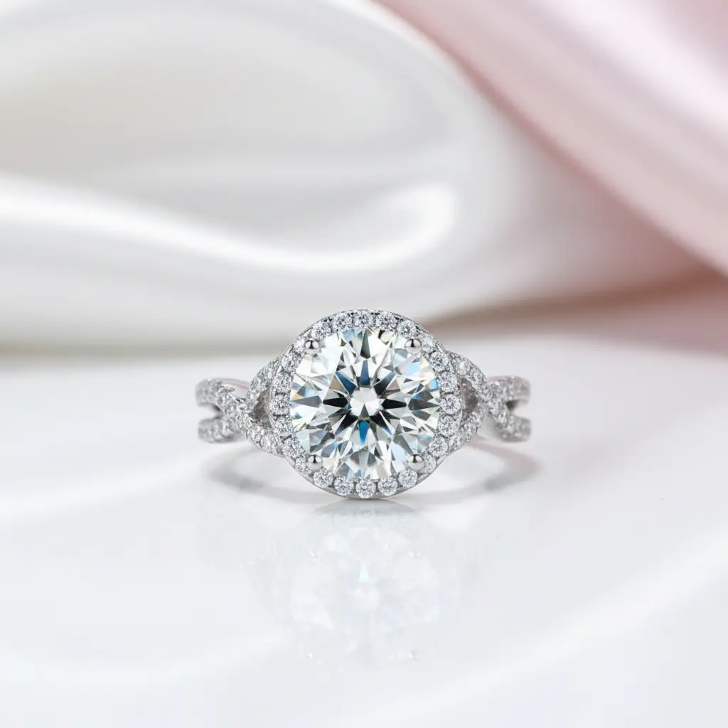 3.0Ct Round Diamond Option Luxury Twisted Engagement Ring