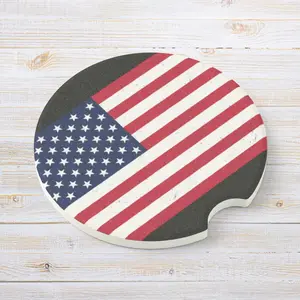 American Flag Soapstone Car Coaster | Patriotic Cup Holder Insert