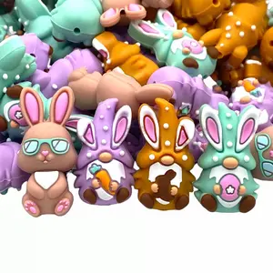 1pc Keep Calm And Hop On Gnome 3D Silicone Focal Beads - Perfect for Beaded Pens Easter Bunny