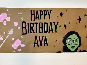 Wicked Birthday Banner Party Decoration - Hand Painted & Personalized