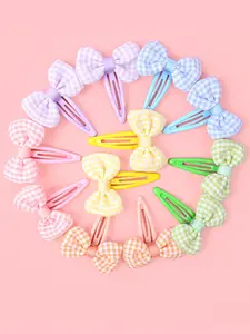 12 checkered printed Pretty Bow hair clips, exquisite and beautiful broken hair clips, suitable for girls and teenagers, fresh and sweet hair accessories, fashionable hair clips for all seasons
