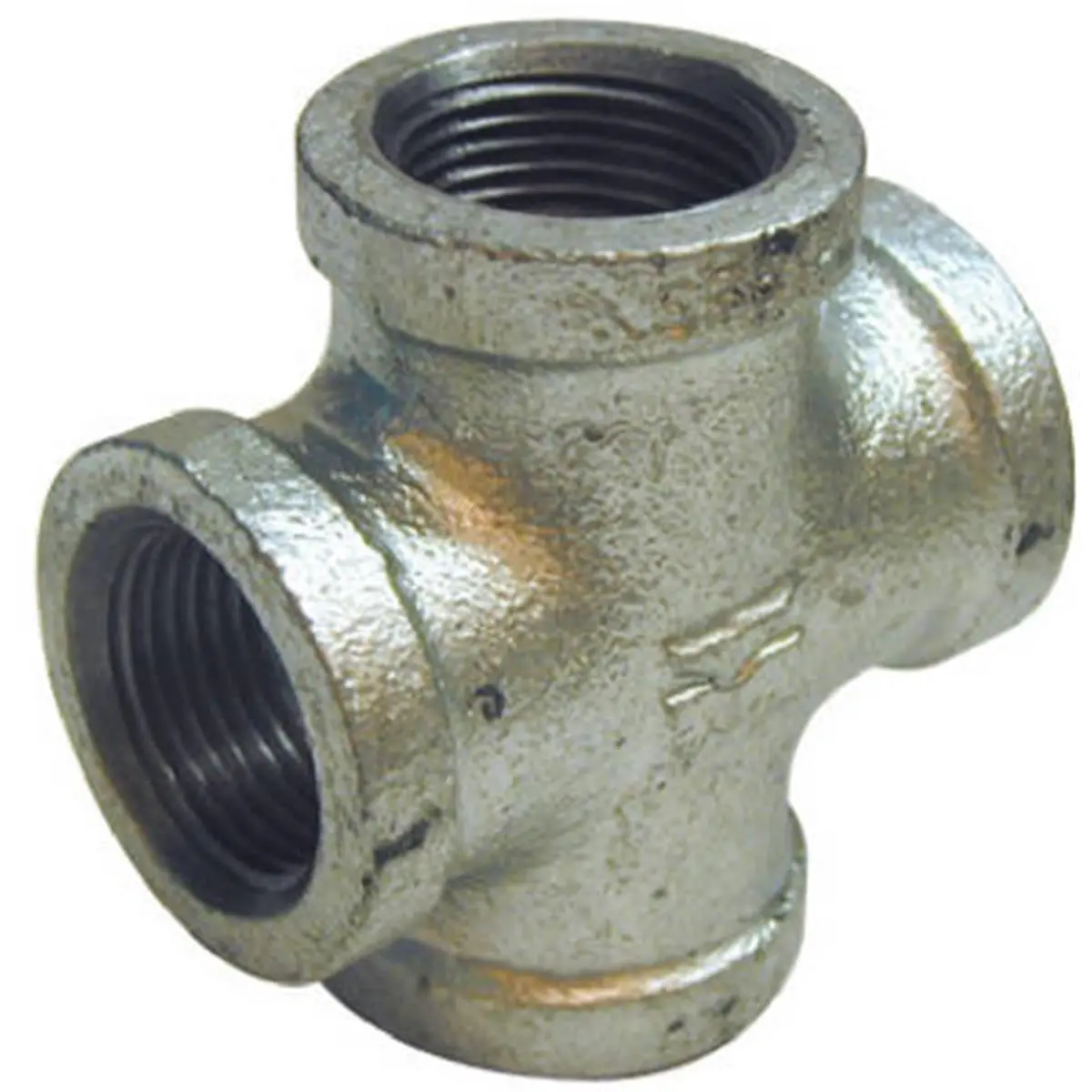 212 MAIN Steel Pipe Fitting, 0.5-Inch Cross Shape Threaded Connector for Rustic Decor, Shelving and Water Sports
