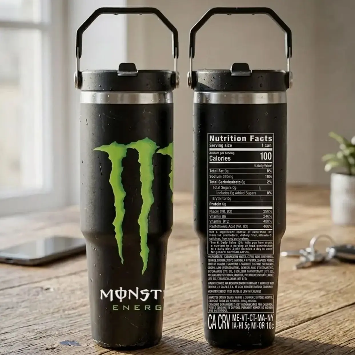 Monster Energy Inspired Tumbler Cup 30oz With Handle & Straw, Unleash The Best With You Stainless Steel Mug, Gift for Girlfriend